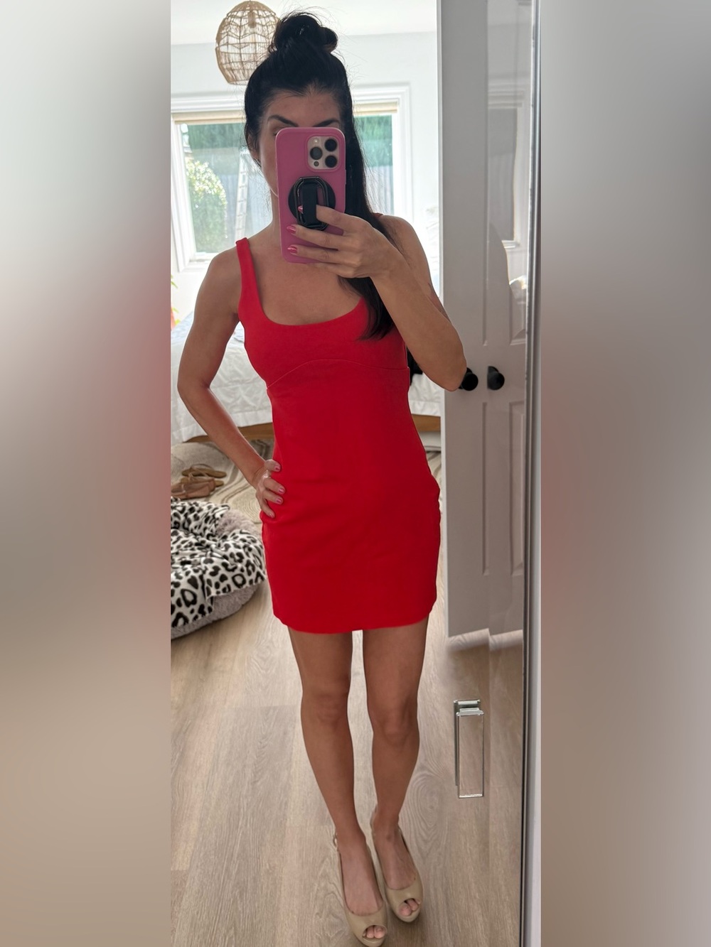 Socialite Bold Red Scoop-Neck Mini Dress